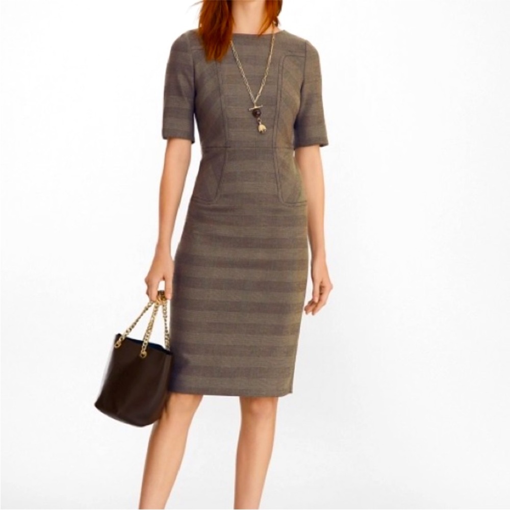 Brooks Brothers Glen Brown & Black Plaid Sheath Dress